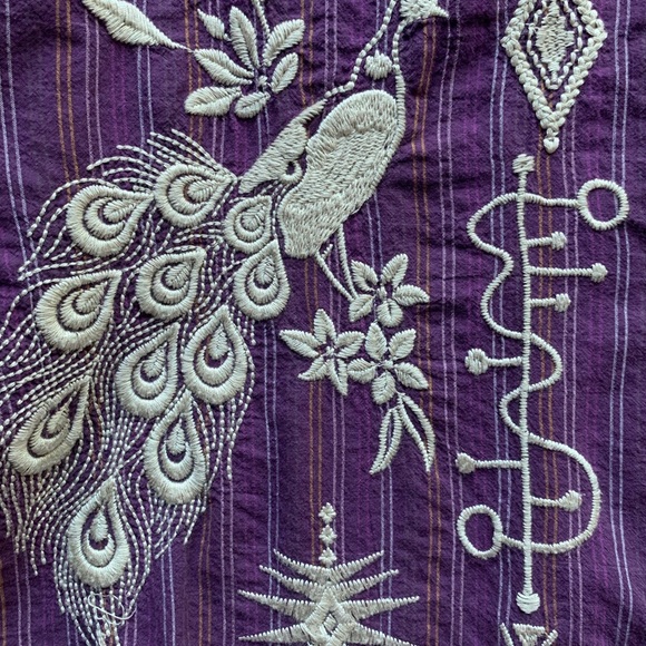 Johnny Was Brittany Patch Pocket Shirt in Muted Purple Stripe Size Small - Picture 7 of 13